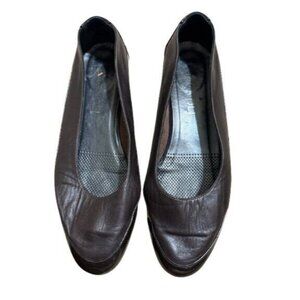 Bagnoli Dark Brown Leather Slip On Wedge Shoes Size 39 or 8.5